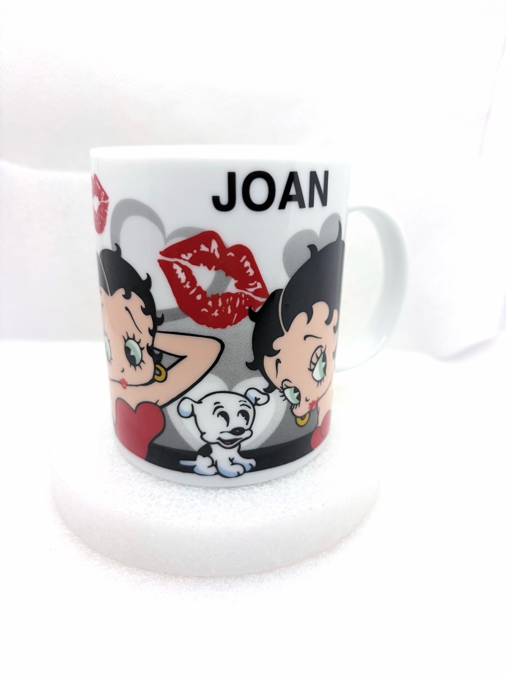 Universal Studios Personalized 'Joan' Betty Boop Ceramic Mug White w/ Red Accent